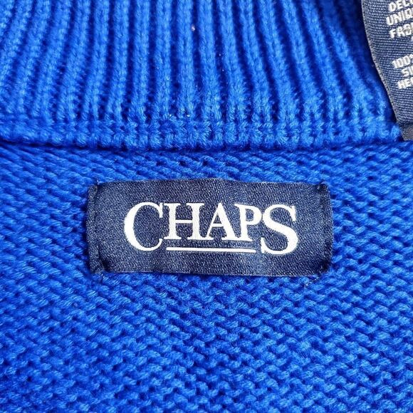 Ralph Lauren Chaps Mens Blue Vintage 1/4 Zip Cotton Sweater Size S Pullover - Picture 8 of 10